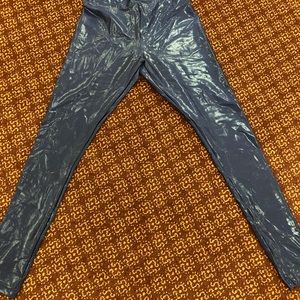 American Apparel Size M Shiny Blue Leggings